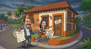 La doctora Anely Pérez Molina afirmó que la propiedad familiar fue tomada por personas ligadas al Gobierno de Daniel Ortega, tras su salida de Nicaragua (Ilustración Infobae IA).