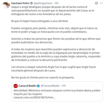 El expresidente de la República defendió los derechos de las víctimas de abusos en su contra - crédito @petrogustavo/X