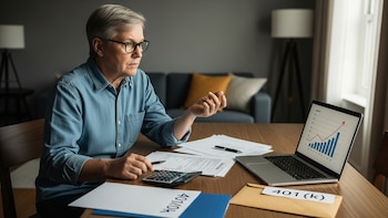 Persona revisa proyecciones de ahorro para su plan 401(k) - VisualesIA ScribNews