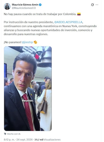 "No paramos", señaló el ministro de Comercio Mauricio Gómez Amin, junto al vicepresidente José Manuel Restrepo - crédito @MauricioGomezCO/X