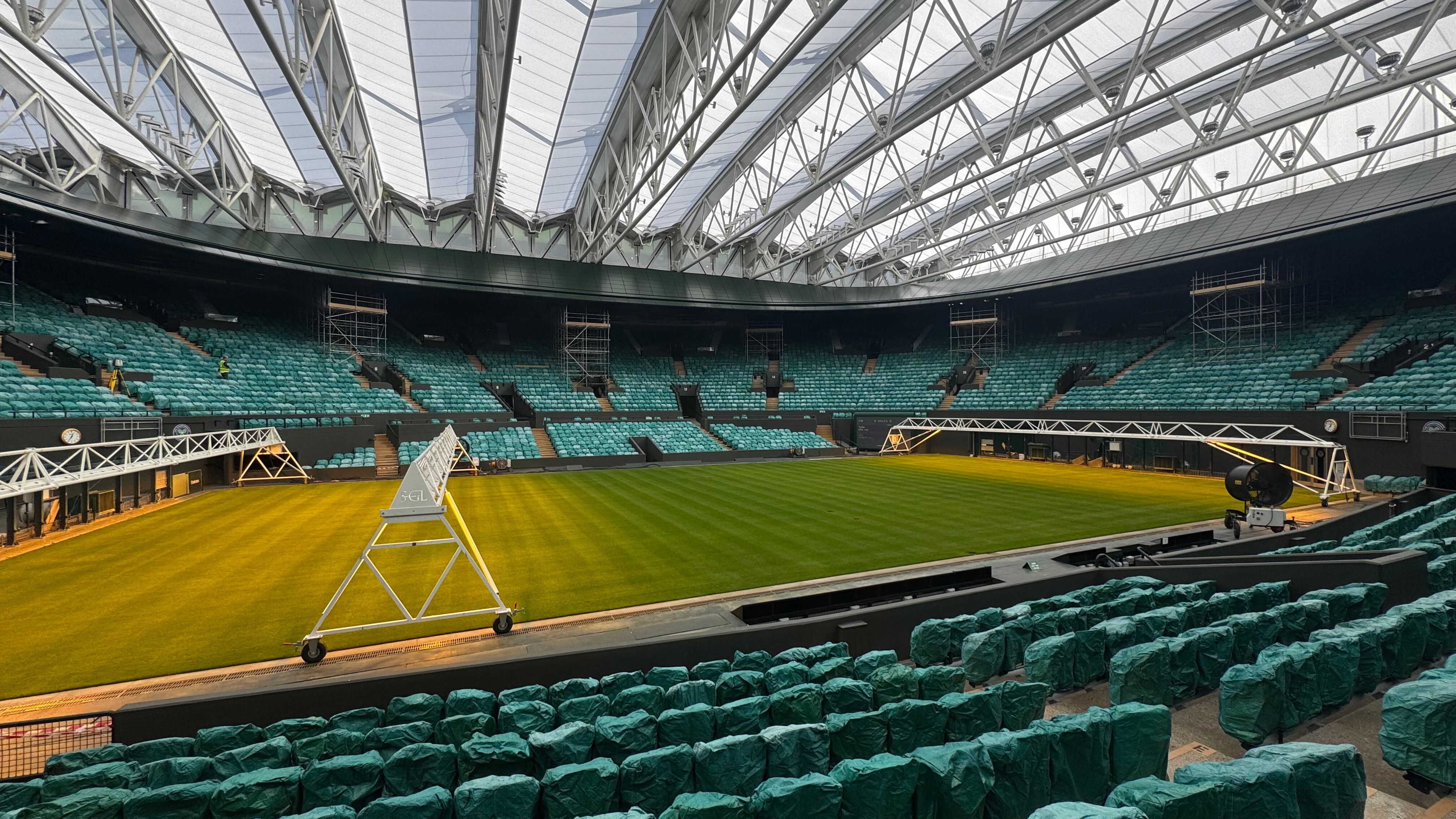 Así luce el court central de Wimbledon antes del inicio de una nueva edición (Crédito: Infobae)