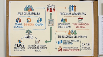 Infografía sobre comités políticos con esquemas de fases de asamblea, próximas asambleas, revisión de minuta y recuento de afiliados.