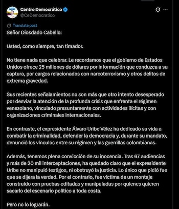 En una misiva pública, el