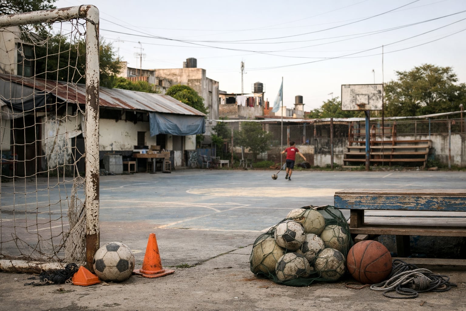 Un club de barrio en Buenos Aires muestra el deterioro de sus instalaciones y materiales deportivos. (Imagen Ilustrativa Infobae)