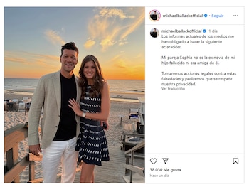 El descargo de Michael Ballack para aclarar la situación con su pareja (Instagram @michaelballackofficial)
