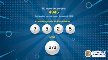 Estos fueron los números ganadores del sorteo del 4 de marzo del 2026 de la Lotería de Manizales. (Infobae)
