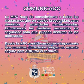 Comunicado del Carnaval de Cajamarca.