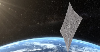 La nave espacial, llamada LightSail 2, es un cubo del tamaño de una barra de pan pero equipado con una vela solar del tamaño de un ring de boxeo: cubre unos 32 metros cuadrados (Planetary Society)