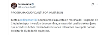 Luis Caputo - Ciudadanía por inversión