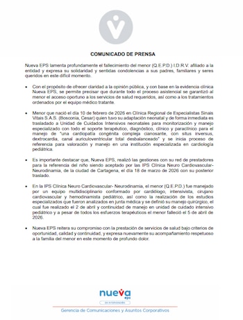 Nueva EPS reiteró su compromiso con la prestación del servicio bajo criterios de oportunidad, calidad y continuidad - crédito Nueva EPS