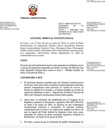 Resolución del TC sobre petición