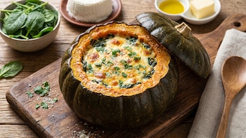 Receta de zapallo cabutia relleno de espinaca y queso, rápida y fácil