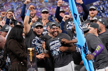 Las Rayas llegaron a este Clásico de Otoño de la mano de sus peloteros latinos. (AP Foto/David J. Phillip)