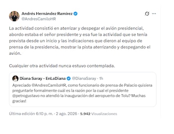 Andrés Hernández, jefe de prensa de Palacio, sobre polémica que salpica a Gustavo Petro