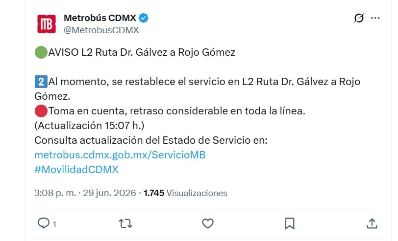 (X/ @MetrobusCDMX)