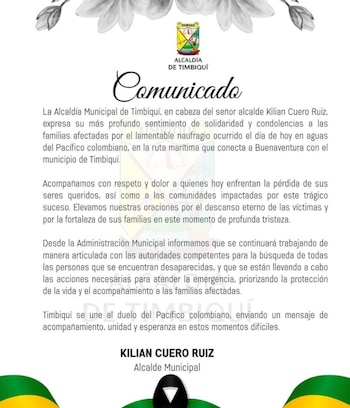 La Alcaldía de Timbiquí extendió