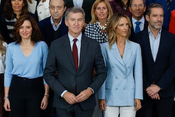 El presidente del Partido Popular, Alberto Núñez Feijóo, en la presentación de la candidatura por Madrid para las elecciones generales. (EFE/ J.J.Guillen)