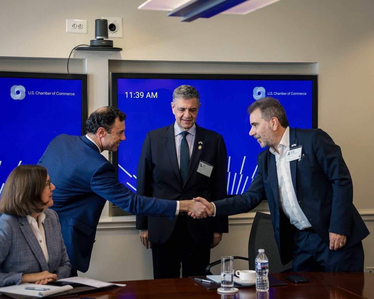 Jorge Macri y Cristian Ritondo durante la visita a la Cámara de Comercio de los Estados Unidos