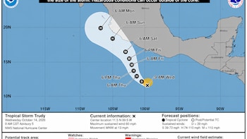 La tormenta tropical Trudy podría convertirse en un huracán mayor en el Pacífico con vientos de hasta 210 km/h