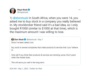 El tweet de Maye Musk