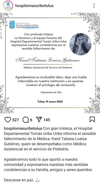 Karol Tatiana Loaiza Gutiérrez falleció