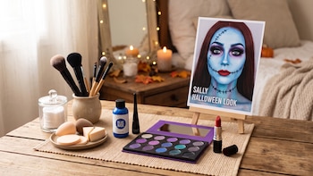El maquillaje azul de Sally que puedes recrear con productos que ya tienes en casa para este Halloween 2026