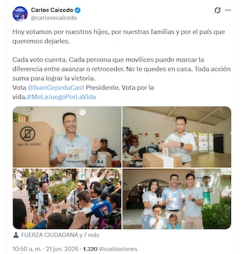 El excandidato presidencial ejerció su derecho al voto en Santa Marta - crédito @carlosecaicedo/X