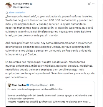Este fue el mensaje que escribió Gustavo Petro contra el equipo de rescate de Israel - crédito @petrogustavo/X