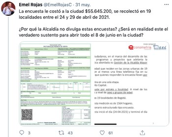 El concejal Emel Rojas publicó