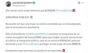 El cabildante pidió protección para todas las mujeres en el sistema - crédito Juan David Quintero / X