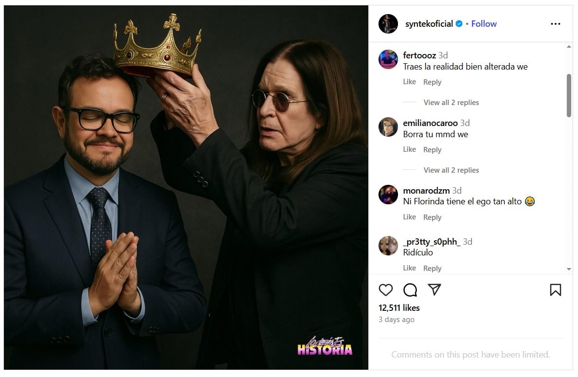 La imagen generada con inteligencia artificial de Aleks Syntek junto a Ozzy Osbourne desata polémica en redes sociales (IG)