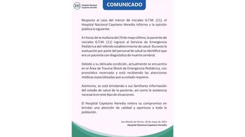 Comunicado del Hospital Nacional Cayetano