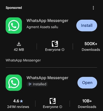 Aplicación se hace pasar por WhatsApp en la Play Store de Google