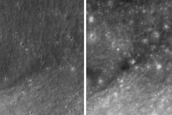 Un satélite surcoreano documentó cómo la colisión alteró la superficie lunar (NASA, Instituto de Investigación Aeroespacial de Corea vía AP)