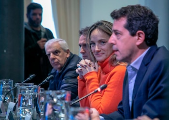 Malena Galmarini, Wado de Pedro, Gabriel Katopodis, intendentes peronistas