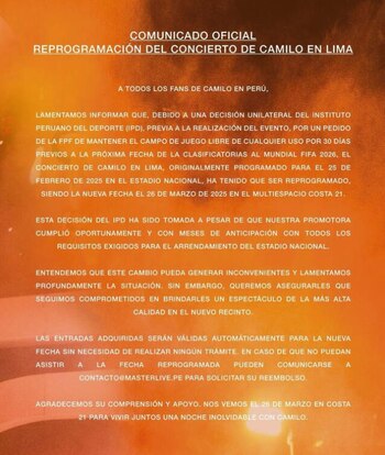 Concierto de Camilo en Lima