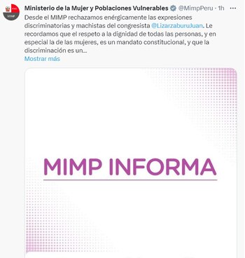 El Ministerio de la Mujer