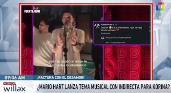 Korina Rivadeneira dejó un comentario en la publicación de la nueva canción de Mario Hart, pero luego lo eliminó. Willax TV