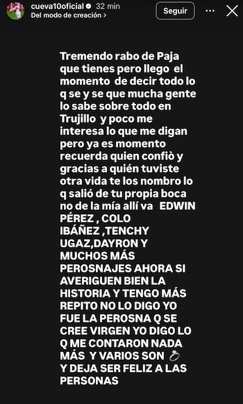 Christian Cueva publica mensajes en