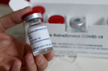 A health worker holds a