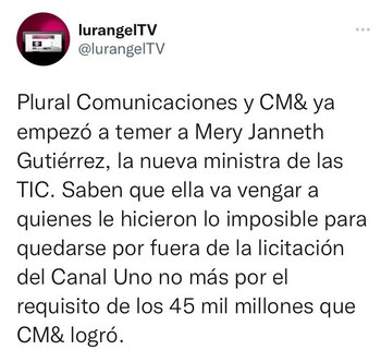 Tuit de @LurangelTV.
