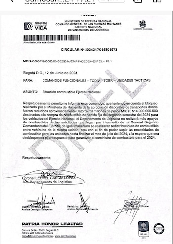 Ministerio de Hacienda bloqueó 14.000 millones de pesos que iban dirigidos al Ejército Nacional - crédito Redes sociales