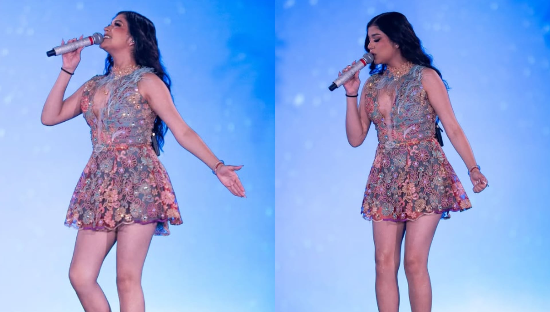 Cielo Fernández durante su primero presentación como integrante de Corazón Serrano.