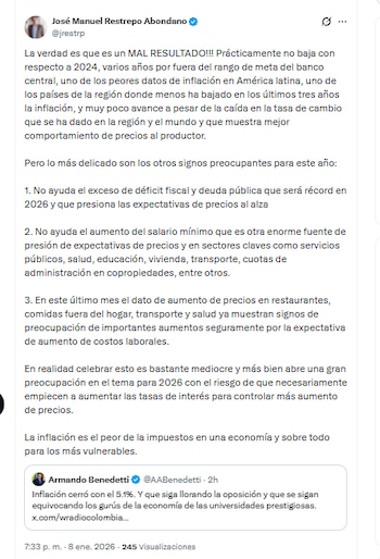 El exministro José Manuel Restrepo