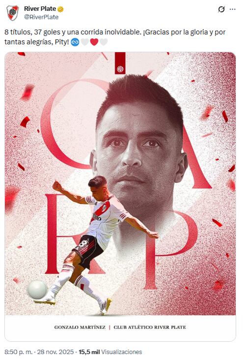 El segundo paso de Gonzalo Pity Martínez llegó a su fin en River Plate