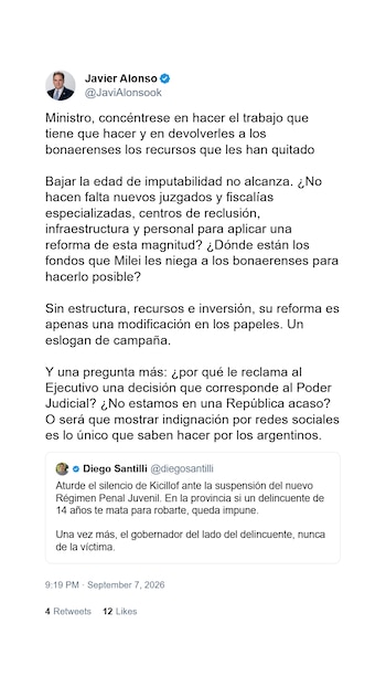 Tweet de Javier Alonso