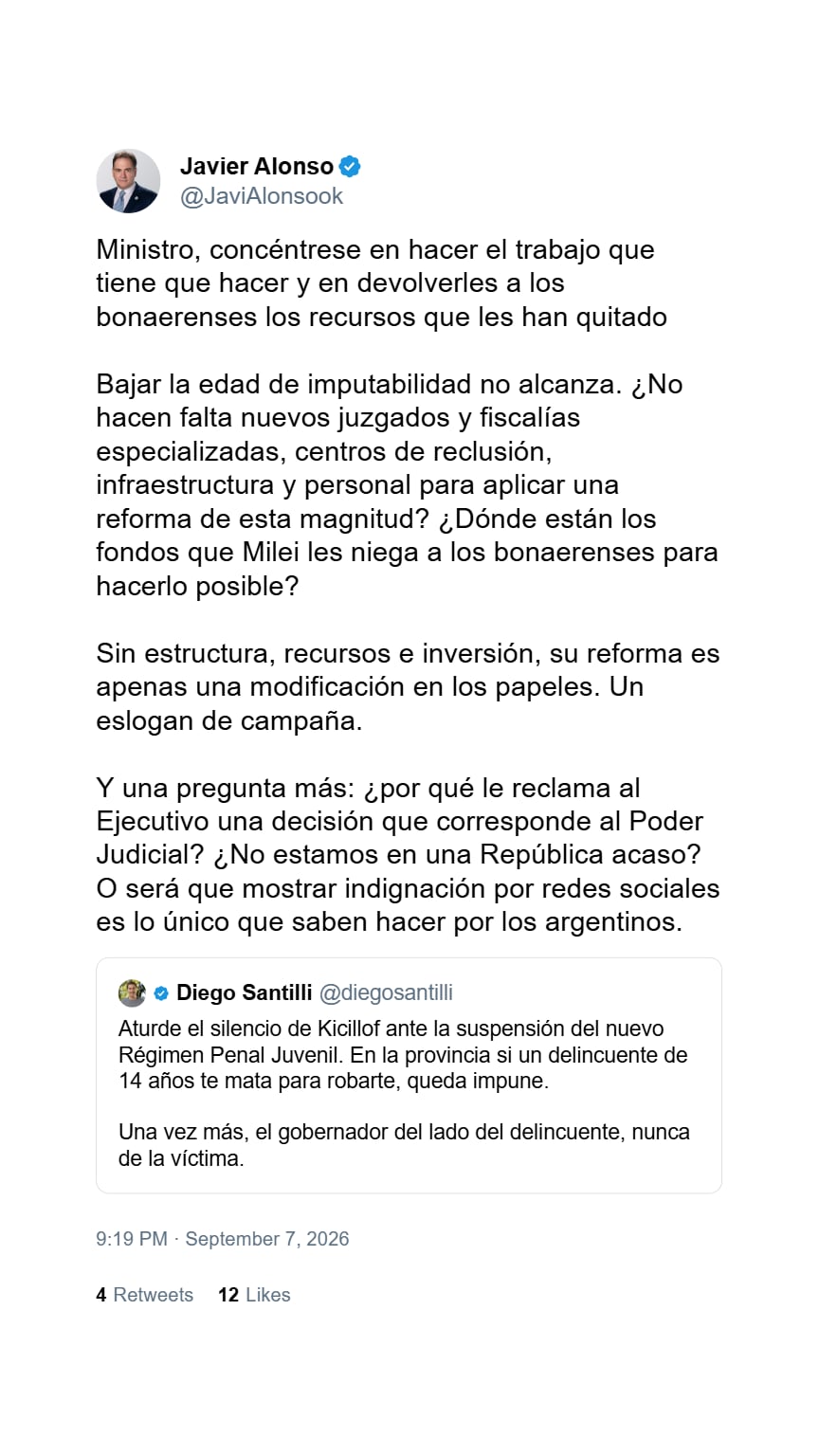 Tweet de Javier Alonso