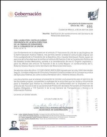 Nombramiento que hace la Presidenta Claudia Sheinbaum al C. Roberto Velasco Álvarez