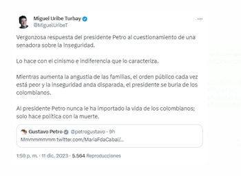 El senador Miguel Uribe Turbay