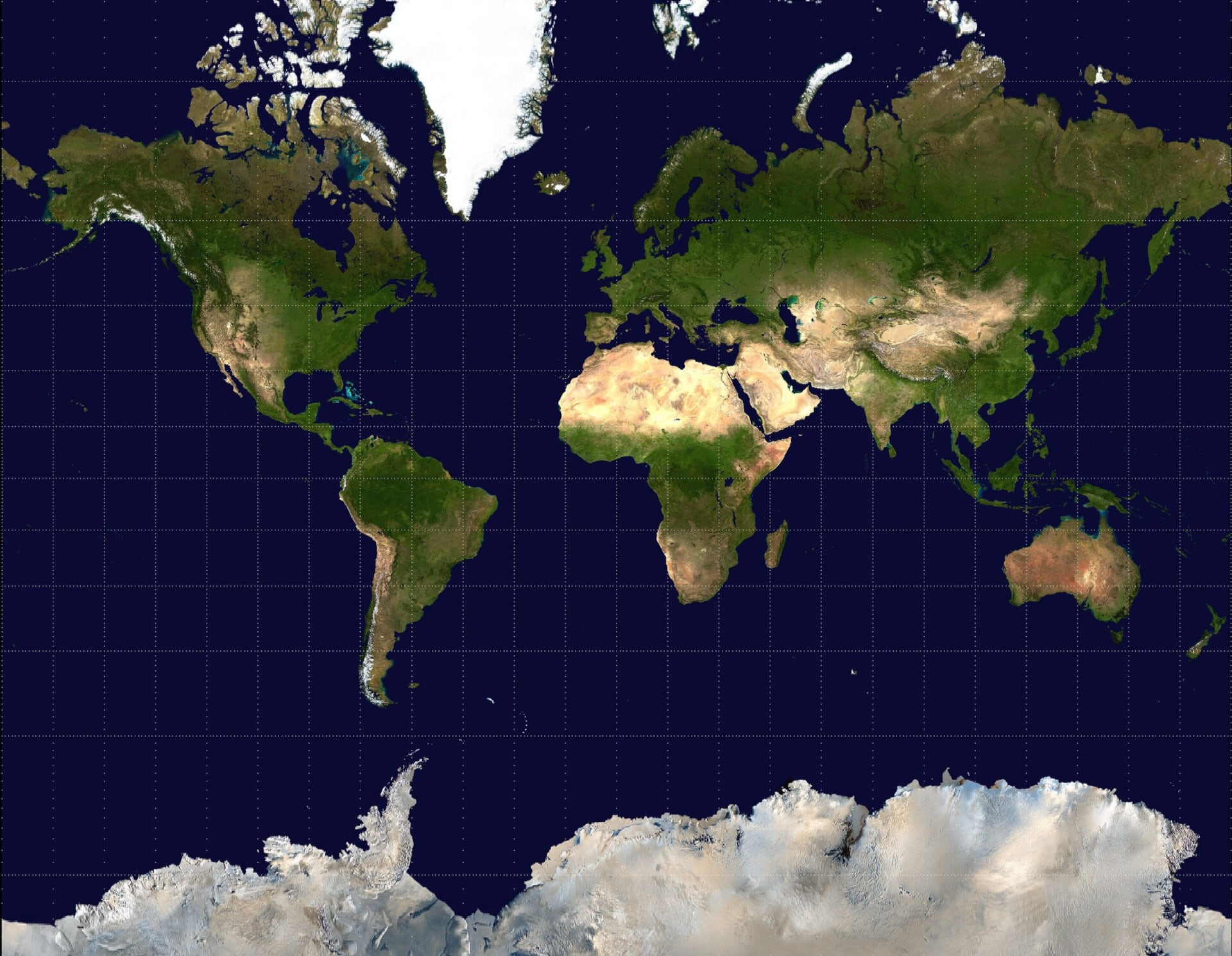 Mapa del mundo con la proyección de Mercator. (Wikimedia Commons)
